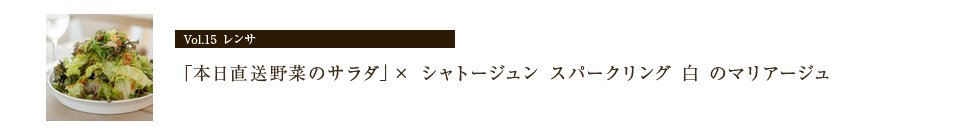 「本日直送野菜のサラダ」× シャトージュン スパークリング 白 のマリアージュ